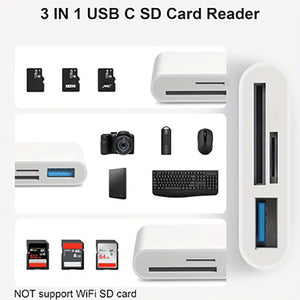 3-in-1 USB C card reader compatible