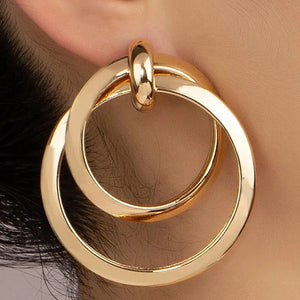 Gold twisted large hoop earrings for women