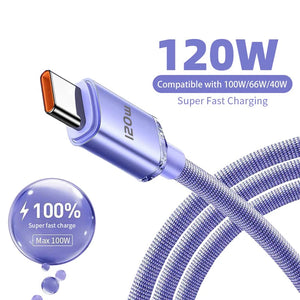120W PD Type C Cable Super Fast Charger Cord Quick Charge USB C