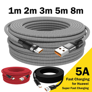 USB TYPE C Cable 5A Super Fast Charge Cable 3m 5m 8m USB C