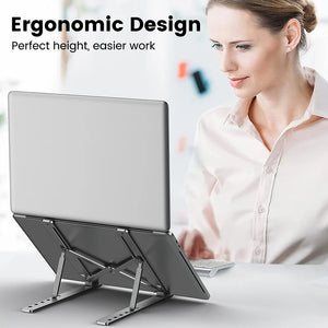 Aluminum Alloy Laptop Holder Stand Adjustable Foldable Portable
