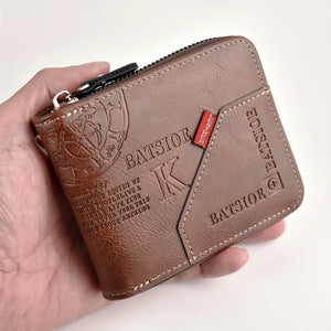 Men's Wallet Made of PU Wax Oil Skin Purse for Men Coin Purse