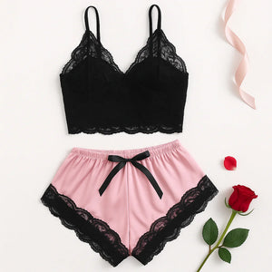 Women's sexy lace pajama set